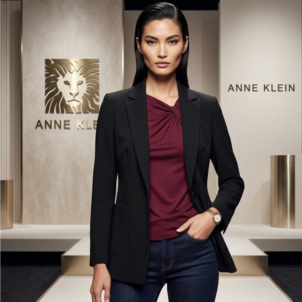 New authentic Anne Klein Collection designer Compression black blazer sz XL